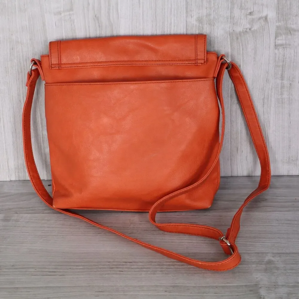 Relic Orange Pebble Faux Leather Crossbody Shoulder Bag Adjustable Strap Zip Top